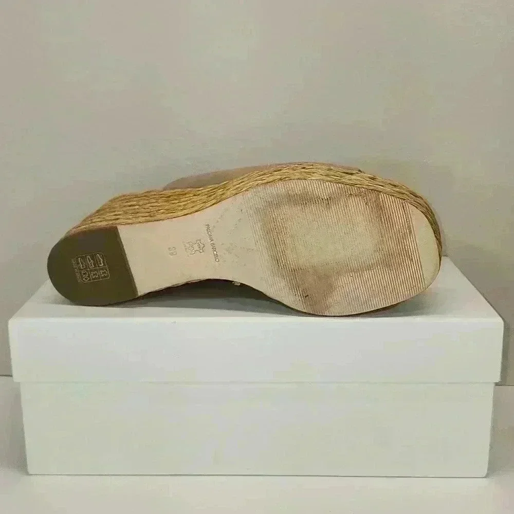 Paloma Barcelo 10.5 mm raffia wedge espadrille light green size 9 nwob